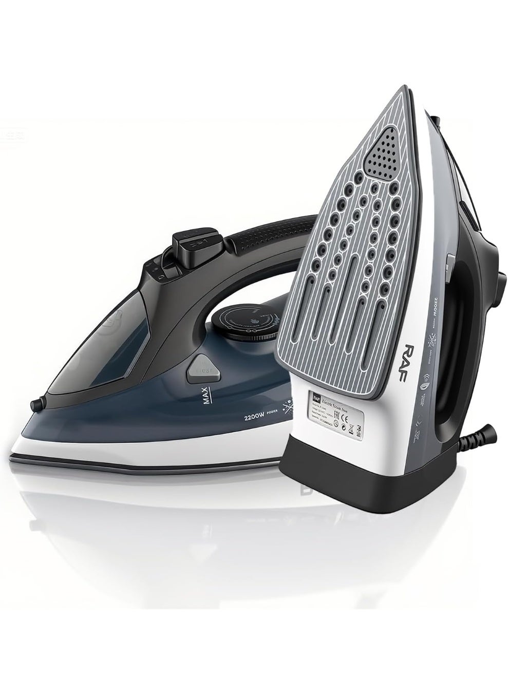 Steam iron, no sticky bottom plate, powerful steam,2200-watt,water…