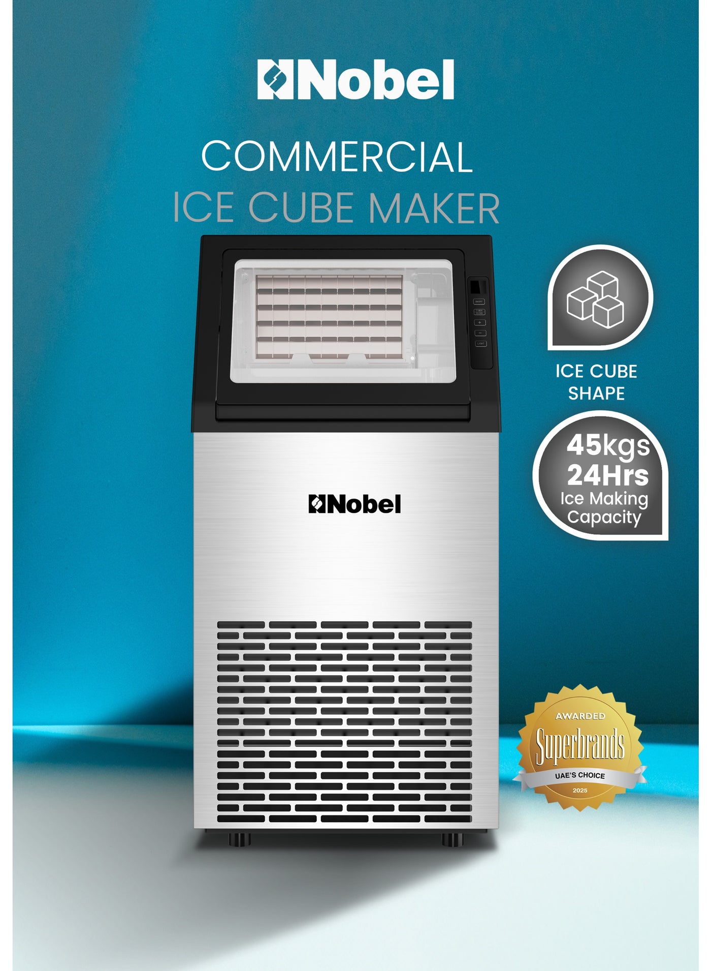 Compare Commercial Ice Maker Machine 45Kg24Hr 10Kg Ice Storage, Fast Cube Ice in 12–20 Minutes, LED Display, Auto Water Refill – 1 Year Warranty 1.6 L 270 W NIM60C Silver at KSA Price