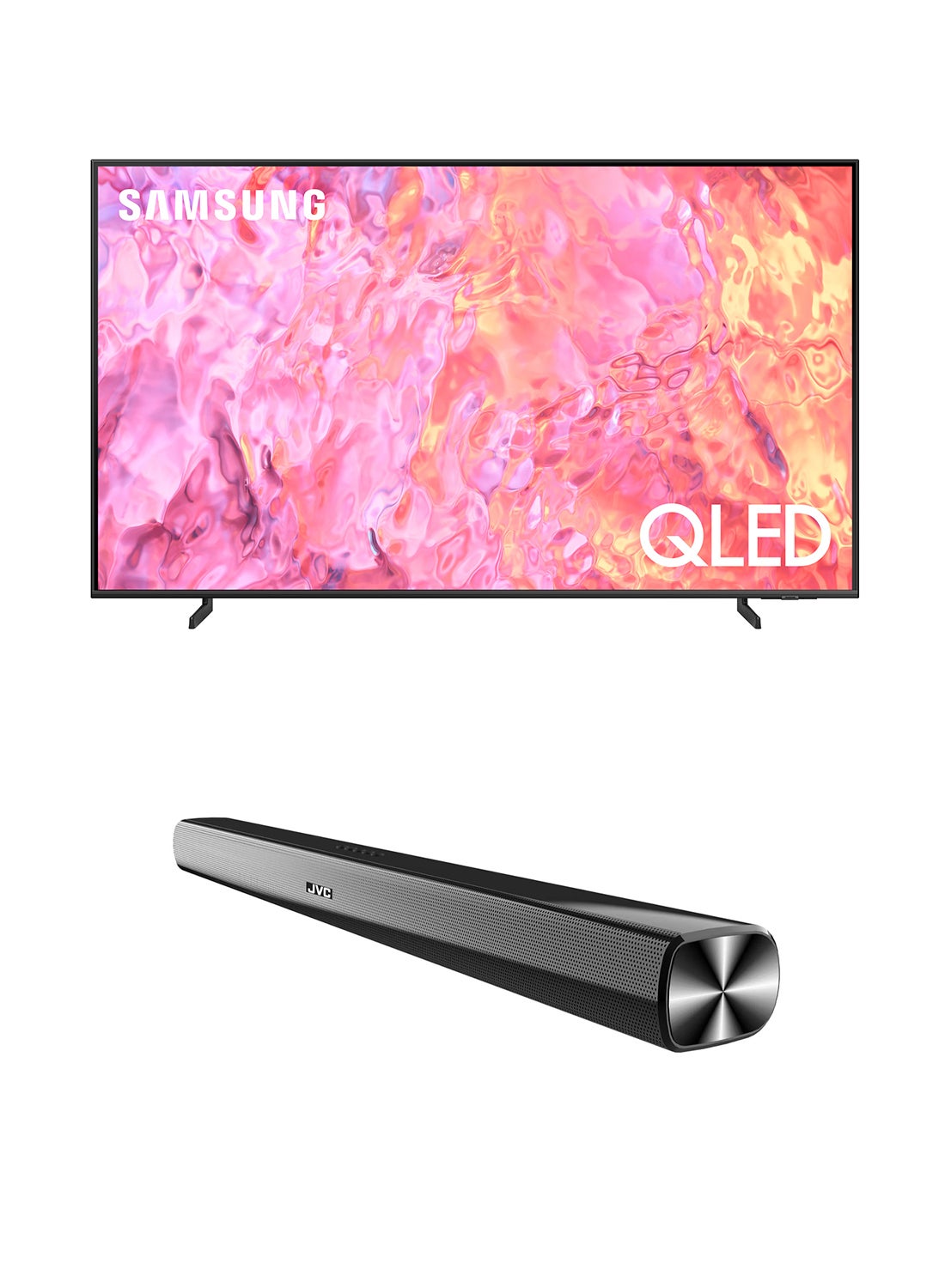 Compare 55 Inch QLED 4K Smart TV 2023 With JVC Soundbar 55Q60C+THN322B Titan Gray at KSA Price