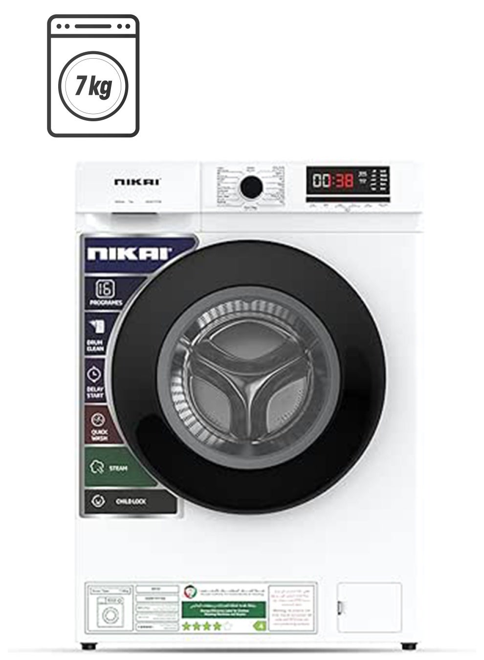 7KG 16 Programs Front Load Washer, Steam Wash,…