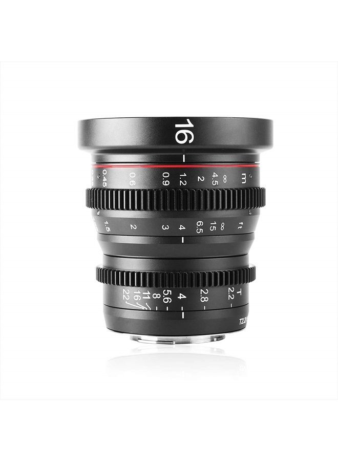 Compare 16mm T2.2 Manual Focus Wide Angle Fixed Prime Cinema Lens for M43 Micro Four Thirds MFT Mount Cameras and Cinema Camera BMPCC at KSA Price