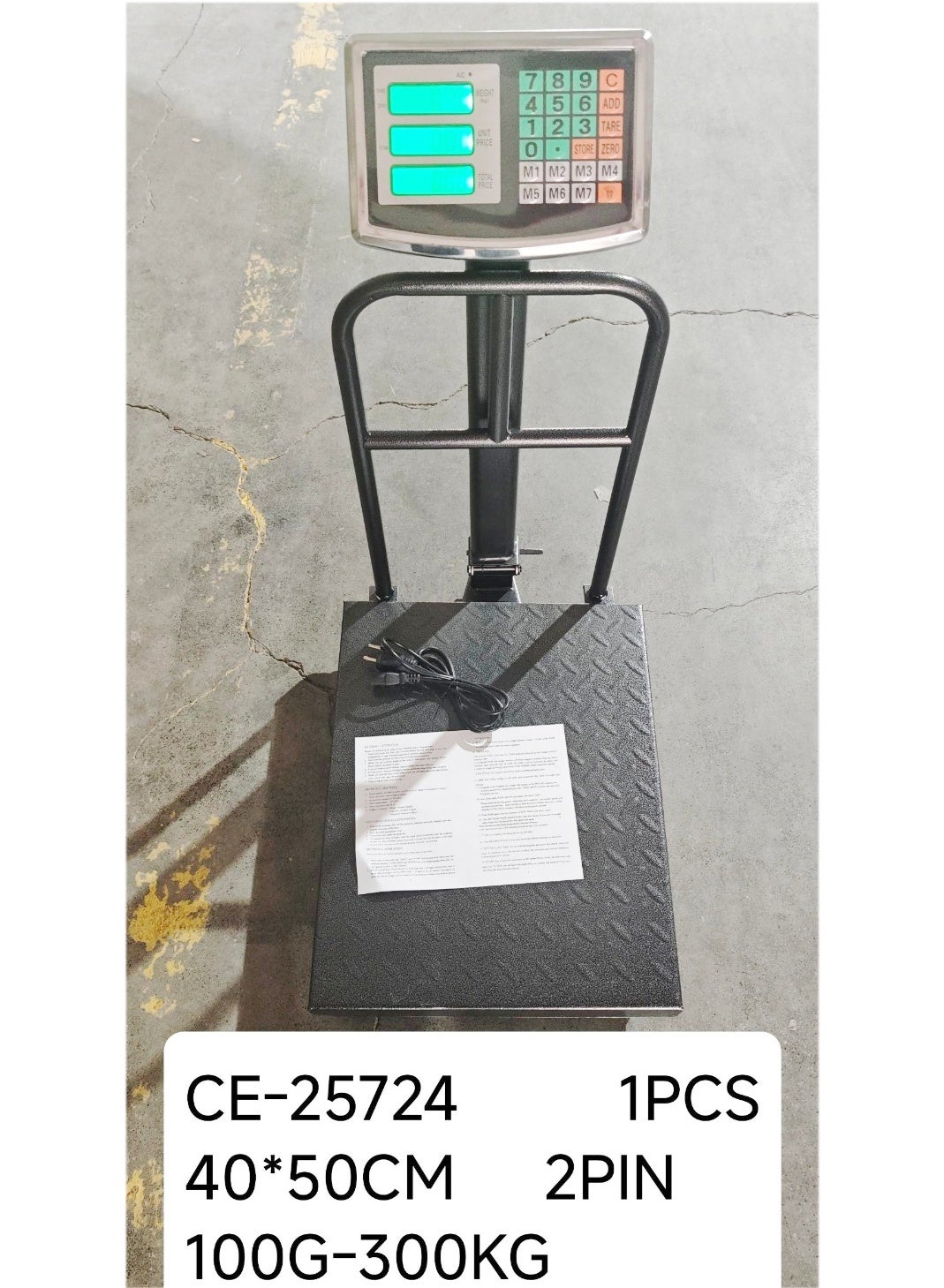 Compare Heavy Duty Electronic Platform Weighing Scale 300KG Capacity, CE25724 Digital Weight Scale with 40 x 50CM Durable Metal Platform, 100G Precision, Clear LED Display, Tare and Zero Functions, Commercial Floor Scale for Retail, Warehouse, Grocery and Industrial Applications at KSA Price