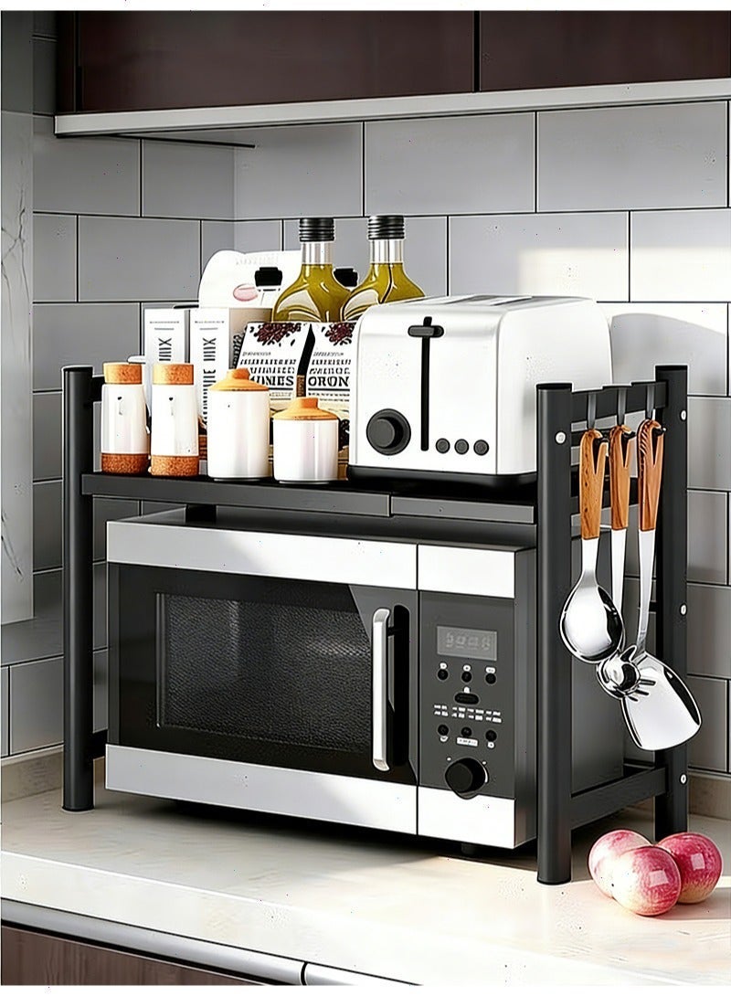 Compare Microwave Oven Rack, Table Top Kitchen Rack, Toaster Shelf with 6 Hooks Heavy Duty Stand, 55lbs Weight Capacity Black at KSA Price