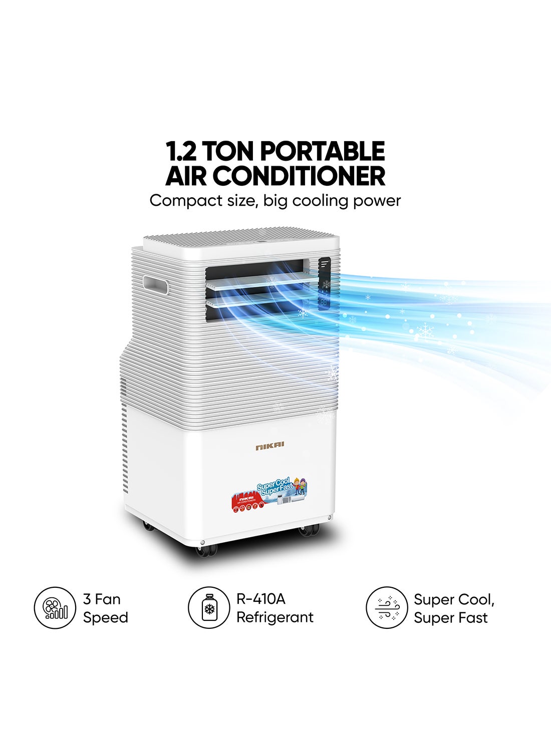 Compare 1.2 Ton Portable AC, Efficient Cooling with Rotary Compressor, R410 Refrigerant,Auto Evaporation, Remote Control, Low Noise, and Caster Wheels for Easy Mobility, Ideal Air Conditioner for Rooms & Kitchen, Home – NPAC15512A5 White NPAC15512A5 White at KSA Price