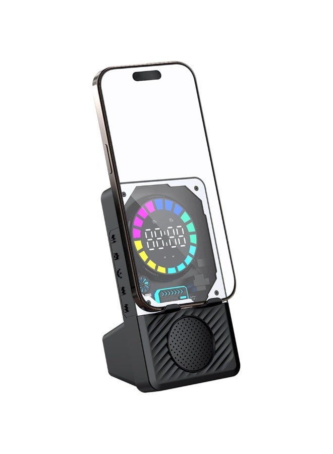 Compare FDTY Cell Phone Stand with Wireless Induction Bluetooth Speaker RGB Colorful Ambient Light Alarm Clock AUXTF Card Playback HD Surround Sound for Home Office Desktop Foldable Phone Holder at KSA Price