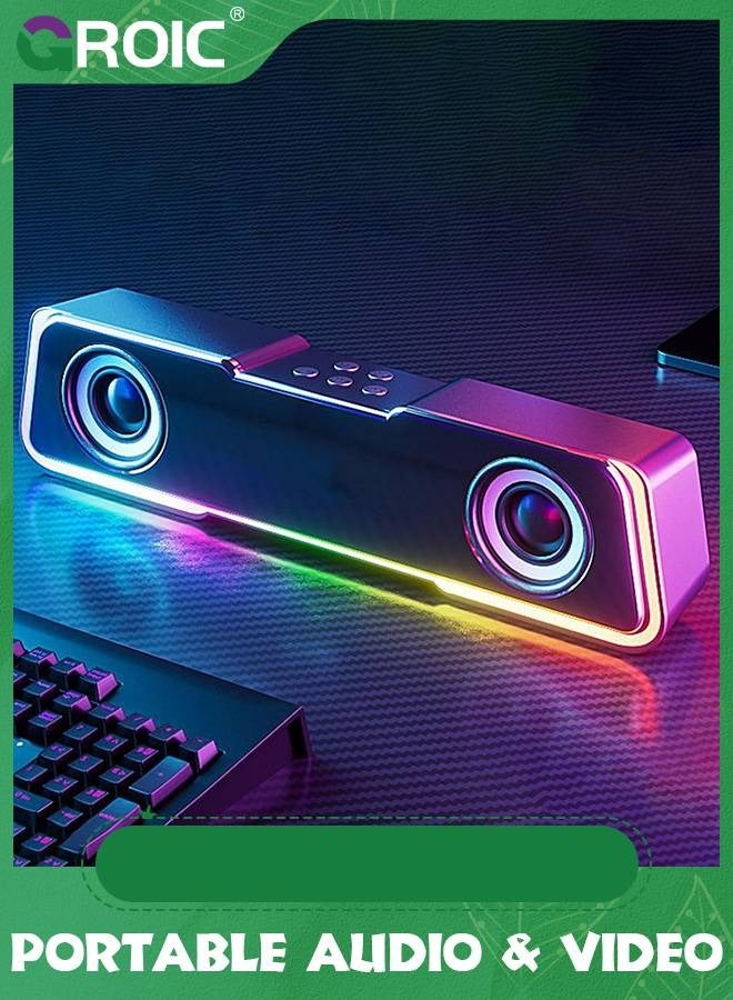 Black Portable Bluetooth Speakers,5.3 Colorful Lights…