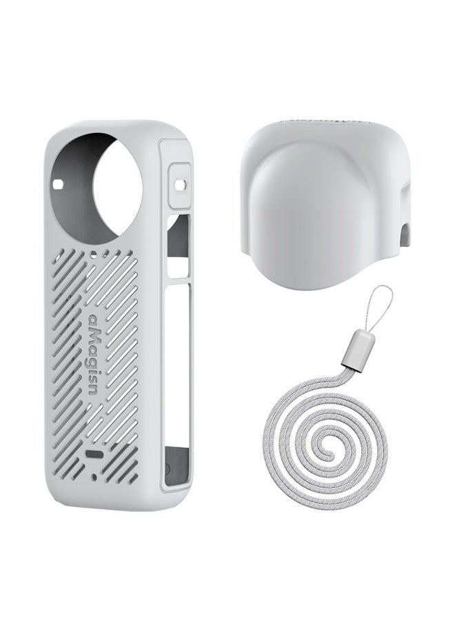 Compare AMagisn Amai Insta360 X4 Silicone Protective Cover Shadow Stone X4 Sports Camera Protective AccessoriesColor:Body Cover Lens Cover gray at KSA Price