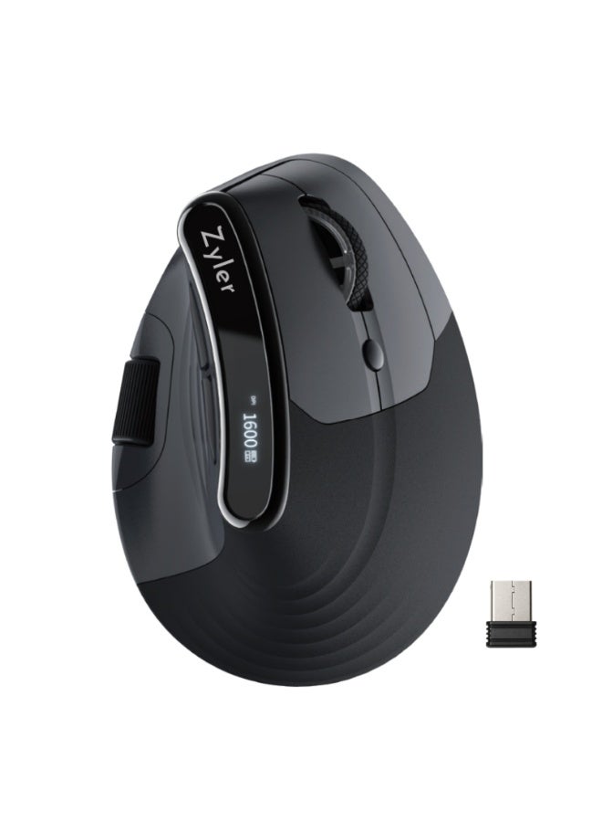 Compare Ergonomic Vertical Mouse with Smart Display, 2.4GHz Optical Wireless Mouse, 7 Adjustable DPI 40080016002400320064008000, Dual Scroll Wheel, 6 Buttons Wireless Mouse for Laptop, PC etc at KSA Price