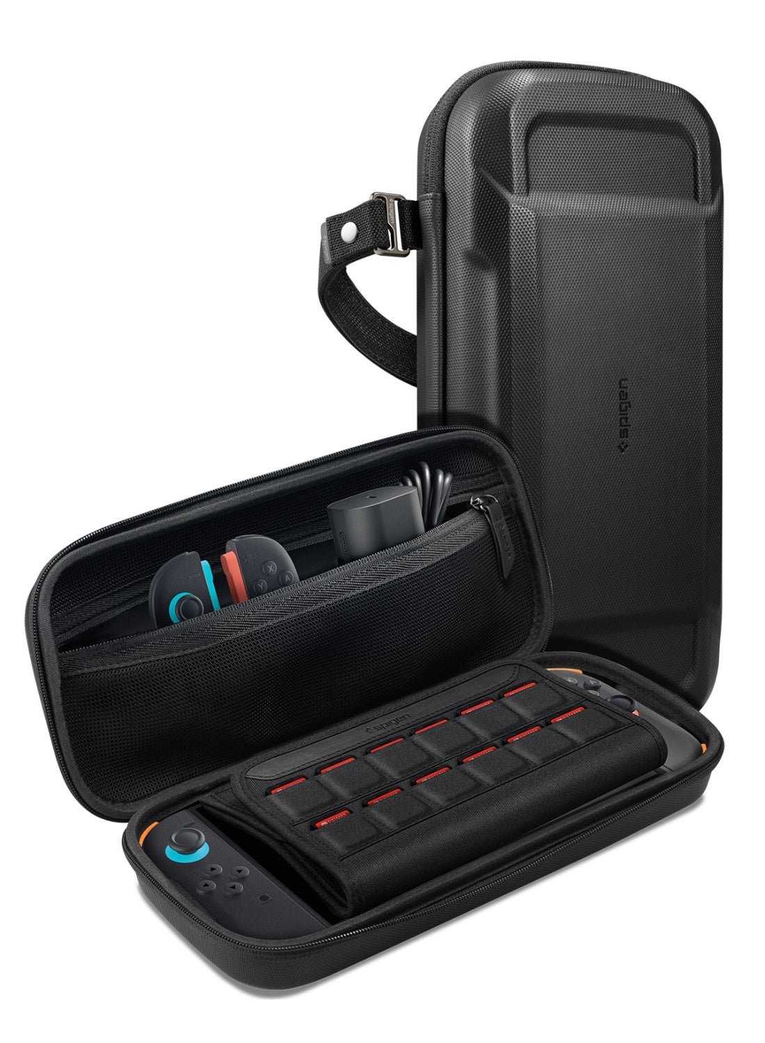 Compare Rugged Armor Pro Nintendo Switch 2 Carrying Pouch Case with Shoulder Strap Protective Portable EVA Hard Shell with Pocket for JoyCon Accessories, 12 Game Cartridges  Black at KSA Price
