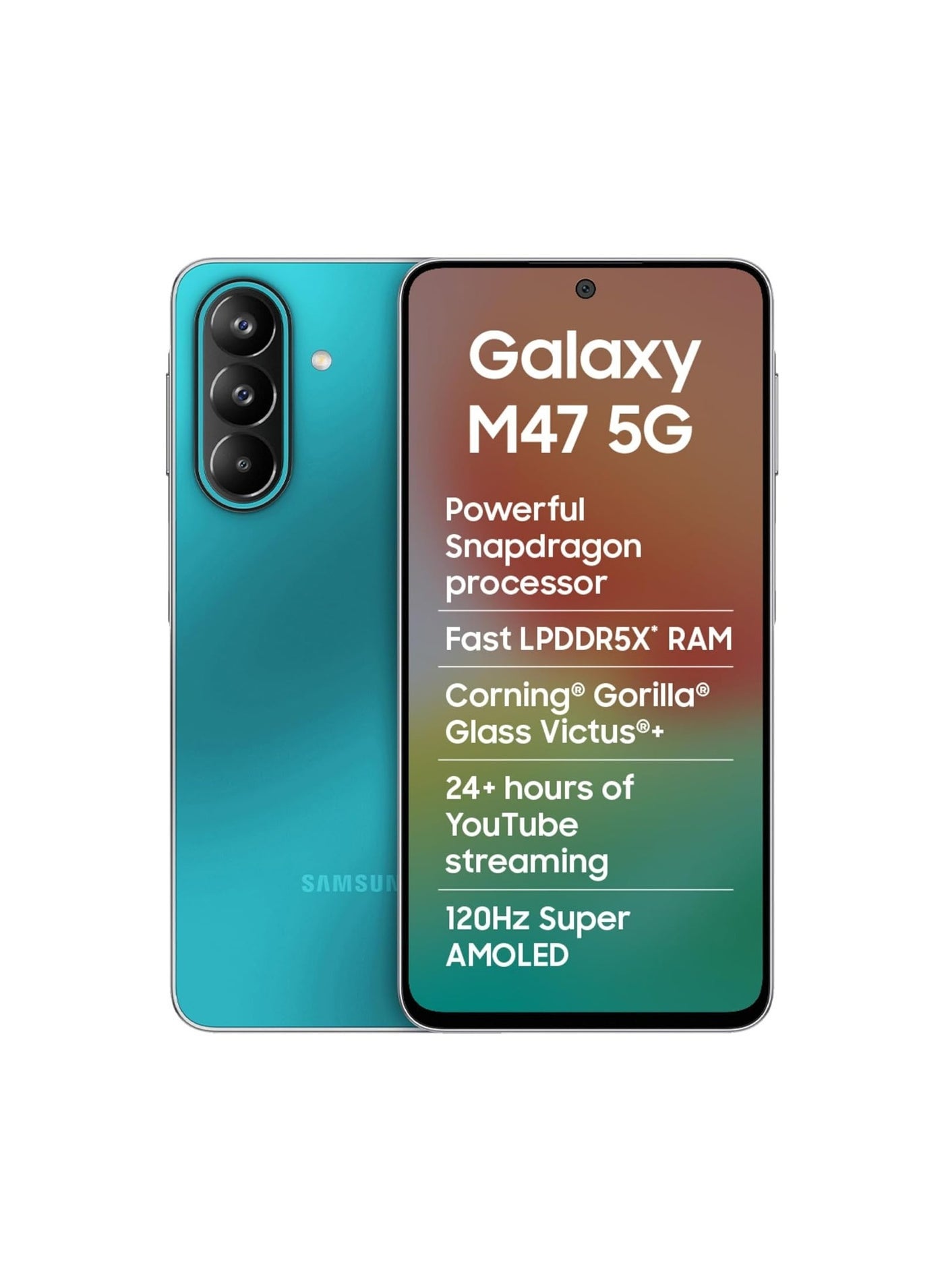 Compare Samsung Galaxy M47 5G Blaze Blue, 6GB RAM, 128GB Storage| Powerful Snapdragon Processor| Fast LPDDR5x RAM,UFS 3.1 Storage| Gorilla Glass Victus+| IP64| Super AMOLED Display| 50MP OIS|AI| Gemini Live at KSA Price