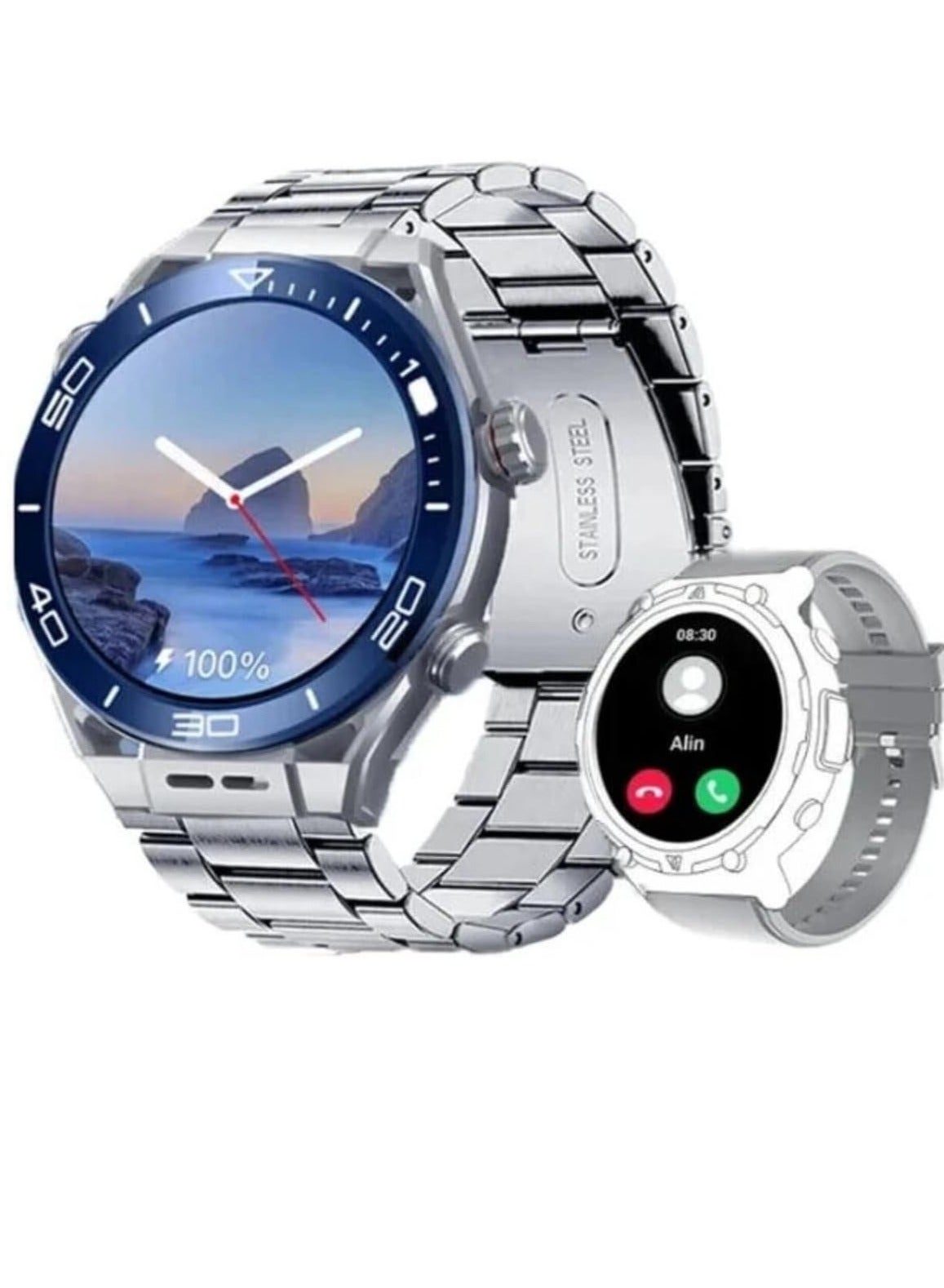 Compare 5G Round Model CY01 Android Smart watch With Dual Camera, Android OS Pre installed apps, AMOLED Display screen | Sports and fitness Tracker 6Gb Ram 64Gb Rom With SIm Slot 3 strap  SILVER at KSA Price