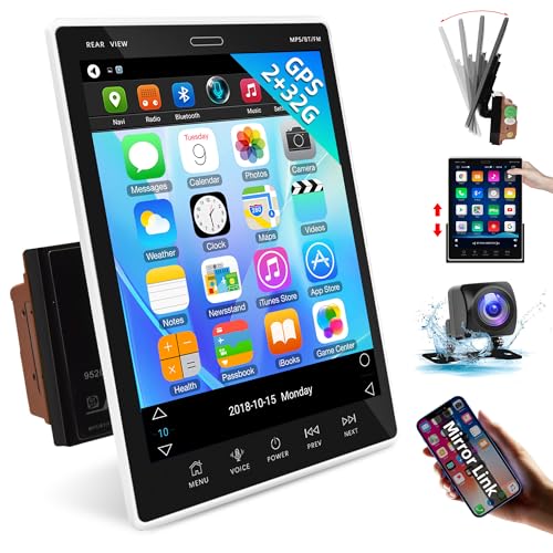 Compare Android 13 Double Din Car Stereo Car Radio with Bluetooth, Rimoody 9.5 Vertical Touchscreen with GPS Navigation WiFi FM iOSAndroid Mirror Link USB Split Screen + Backup Camera at KSA Price