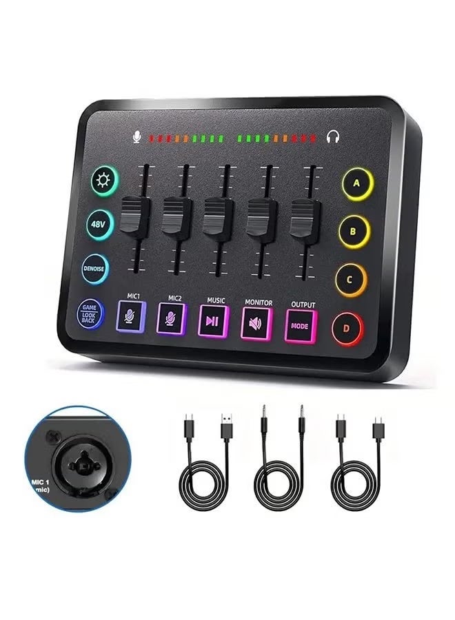 Compare Live Sound Card, Audio Mixer for Streaming, Streaming RGB PC Mixer with XLR Microphone Interface, Volume Fader, 48V Phantom Power, for PodcastRecordingGame VoiceYoutubeTikTokVocal at KSA Price