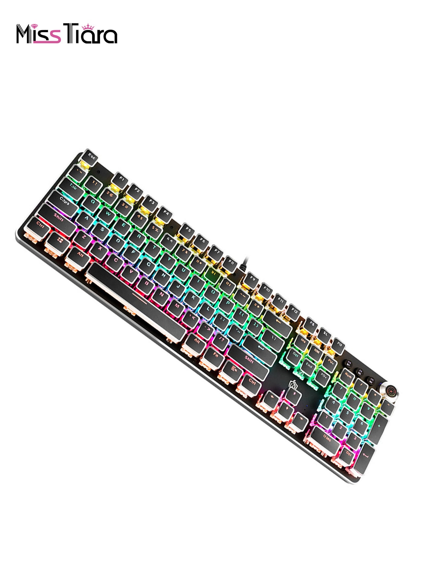 K820 Multimedia Mechanical Keyboard Retro Punk Button…
