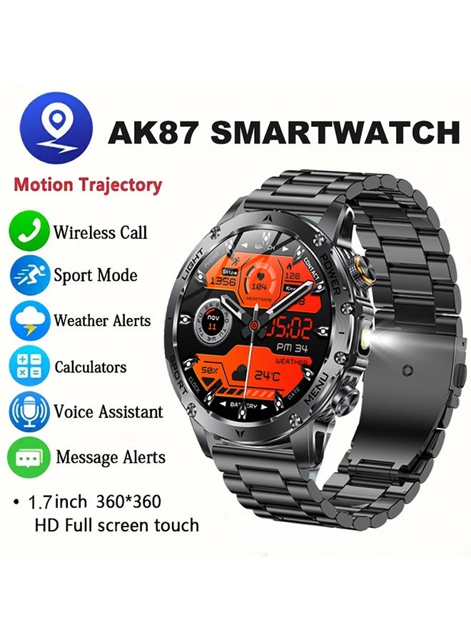 Compare LED MenS Smart Watch with Wireless Calling 1.7 HD Large Screen, 1000mAh Battery, Long Standby Time, Flashlight, Fitness Tracker Watch, 100+ Sports Modes, Voice Assistant at KSA Price