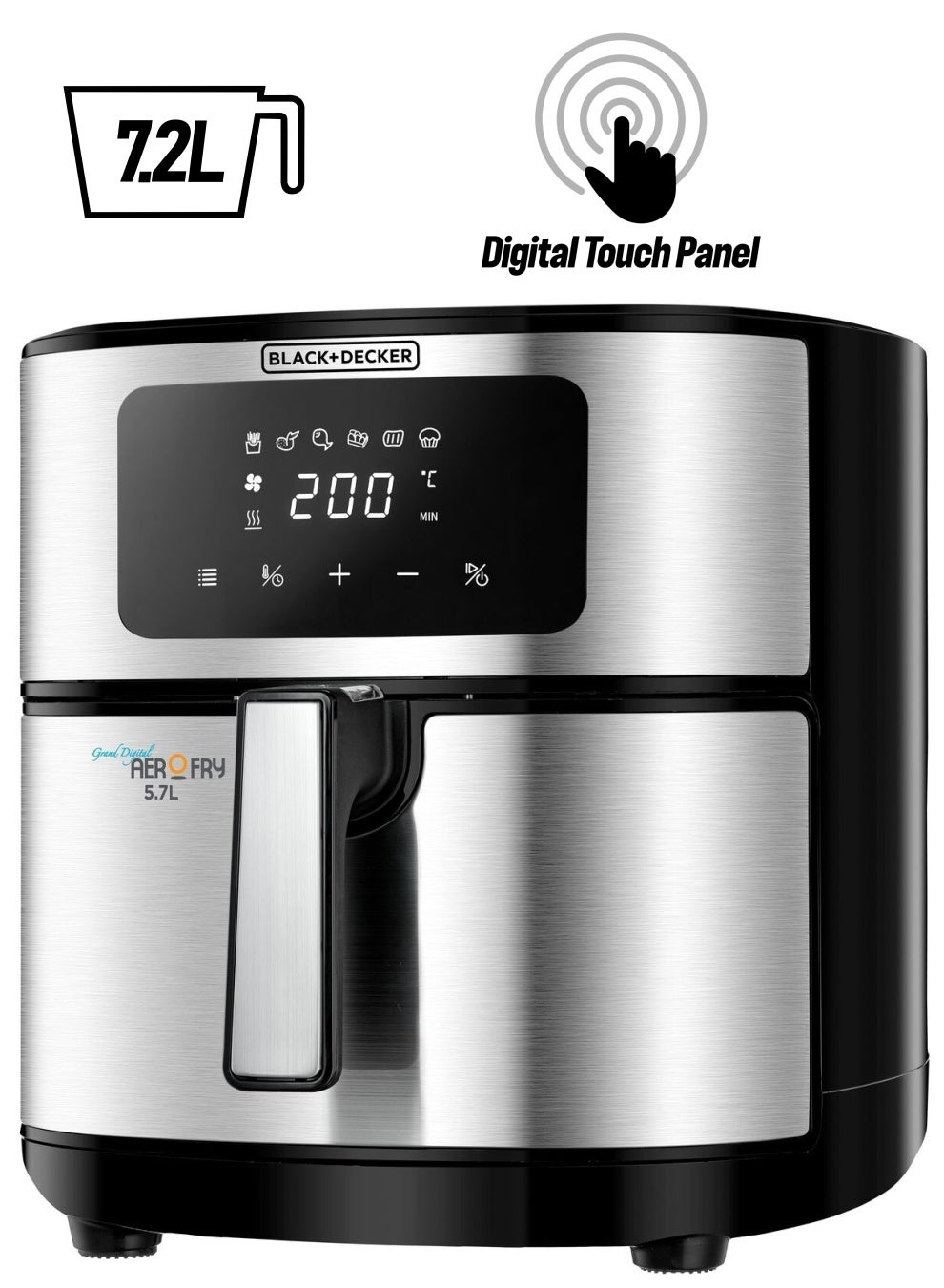 Compare 6in1 Air Fryer, 7.2L, Digital Touch Control, Rapid Air Convection, 5.7L Basket, Adjustable Temp 80200°C, AutoOff, CoolTouch Handle, NonStick 5.7 L 1500 W AF7257B5 Stainless steel at KSA Price