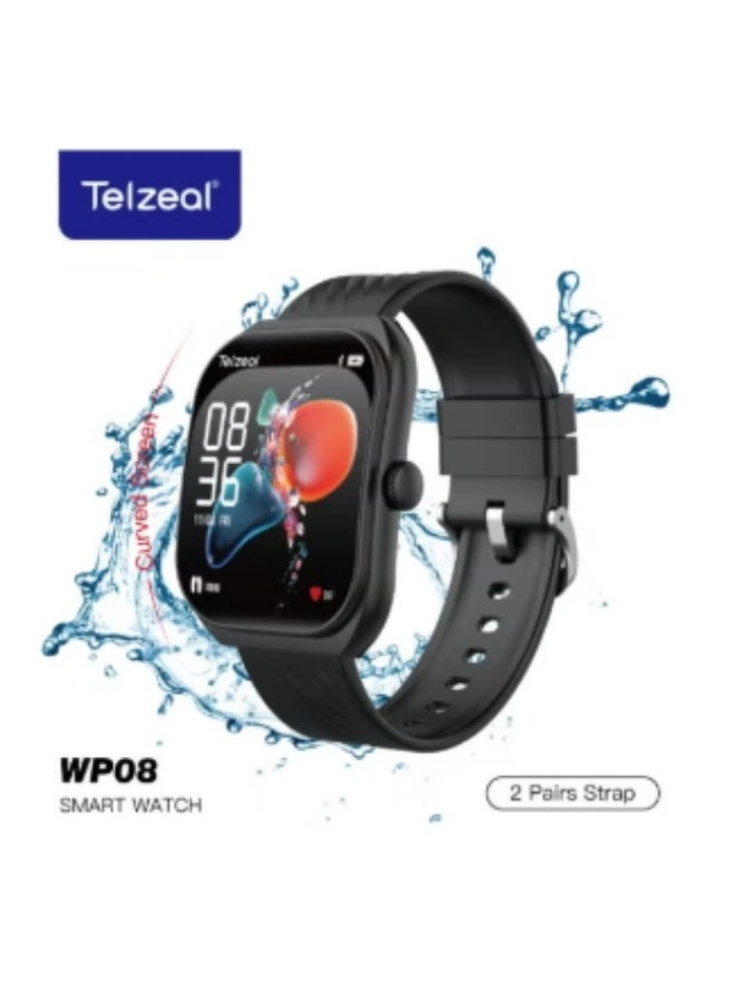 Compare WP08 Waterproof Smartwatch with Curved FullTouch Display, Dual Strap Set 2 Pairs, Stylish & Comfortable Design at KSA Price