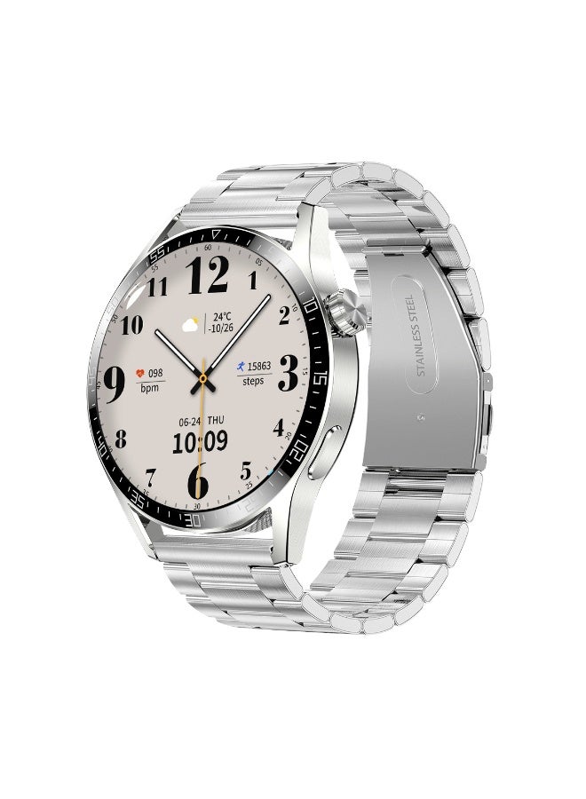Compare SK7 Mens Smartwatch, Business Smartwatch, 30meter Water Resistant Fitness Watch, Bluetooth Calling, Compatible with Android and iOS Systems, Mens Smartwatch, Zinc Alloy Vacuum Plating, Heart Rate Monitoring, Silver at KSA Price