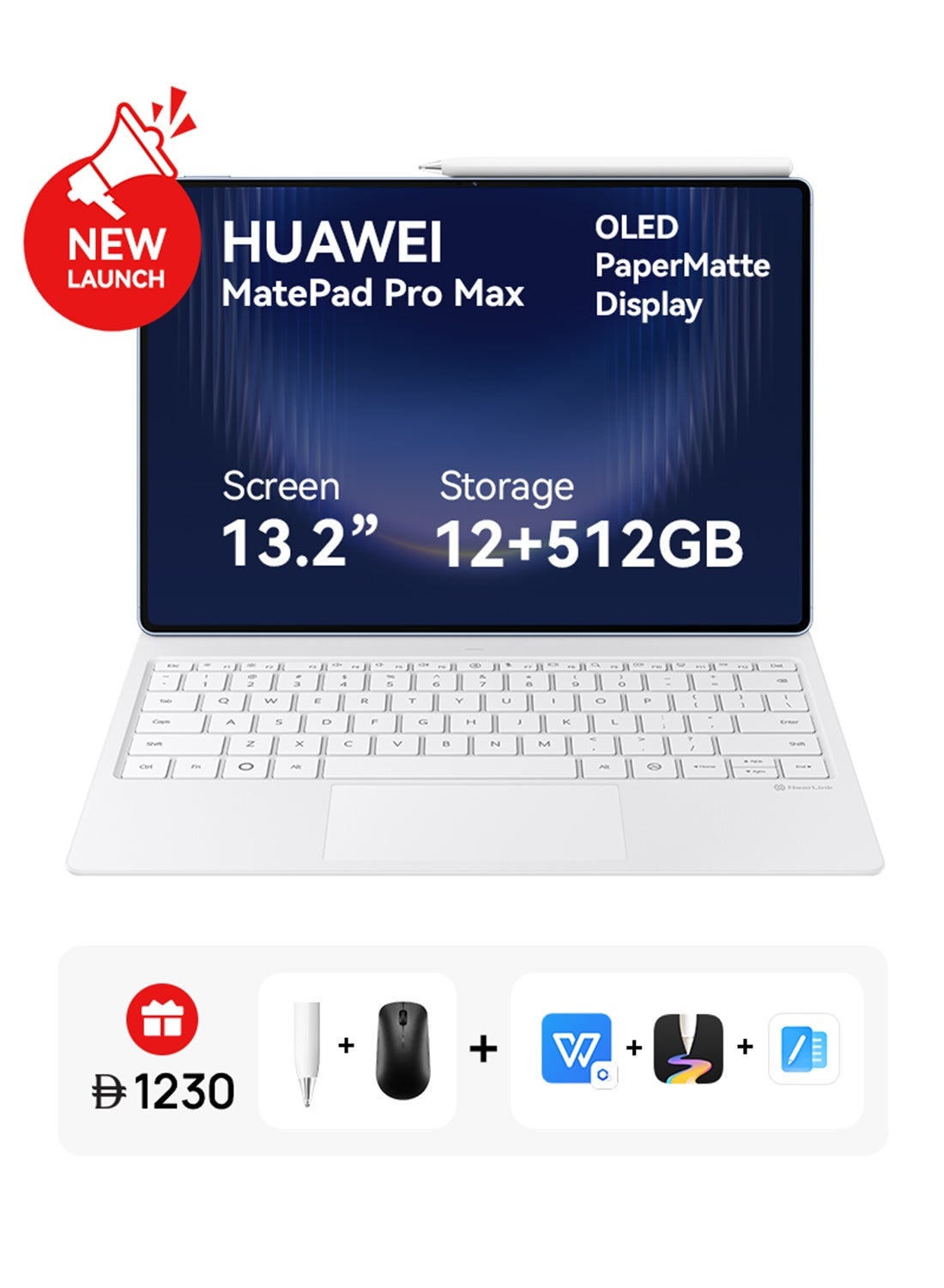 Compare MatePad Pro Max 13.2inch PaperMatte Display Blue 12GB RAM 512GB WiFi + FOC  Middle East Version at KSA Price
