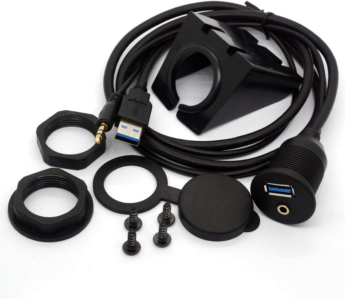 Compare BSHTU USB 3.0 Flush Mount Cable with 3.5mm AUX Extension for Car, Boat, and Motorcycle at KSA Price