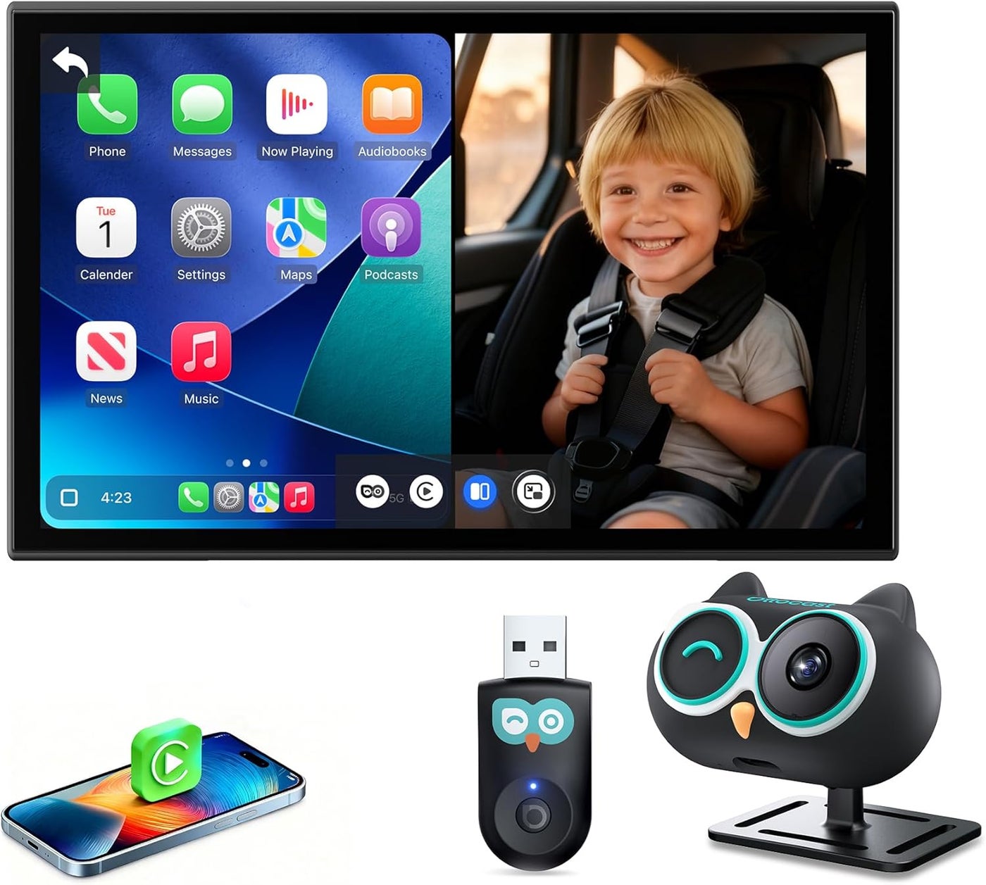 OTTOCAST Baby Car Camera with Wireless CarPlay,…