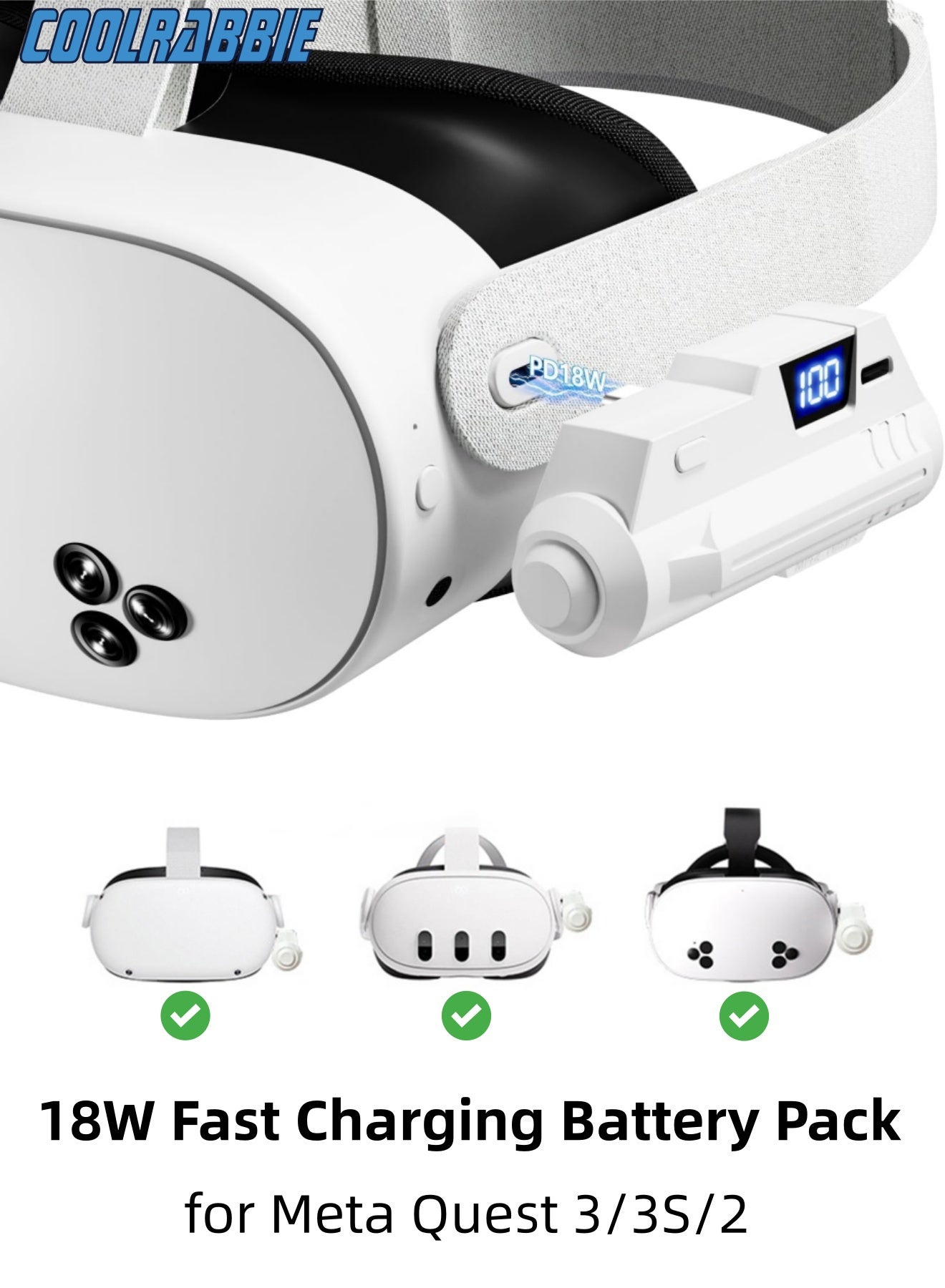 CoolRabbie Battery Pack for Oculus & Meta Quest…