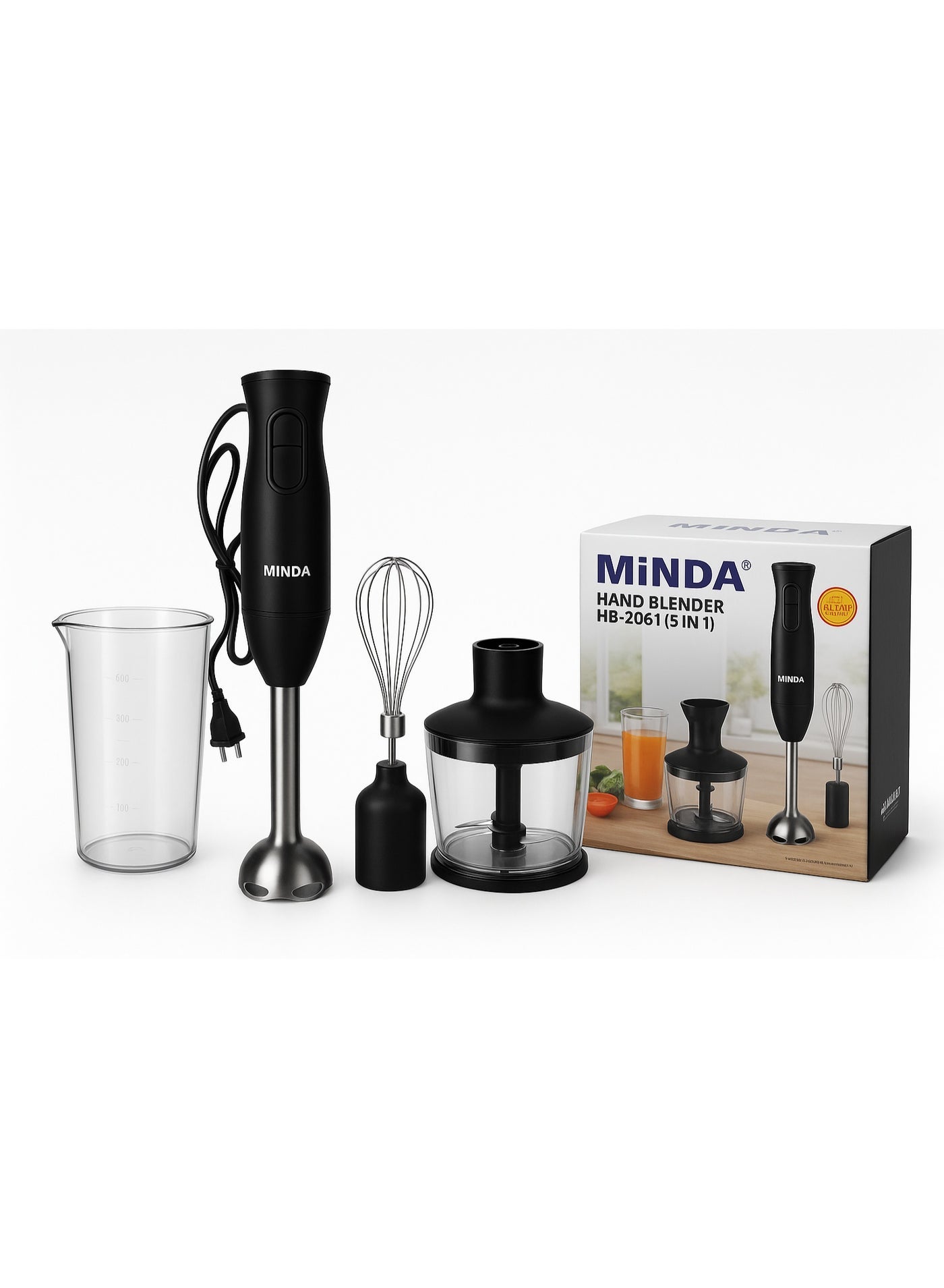 MiNDA 5-in-1 Hand Blender – Powerful Juice Maker with…