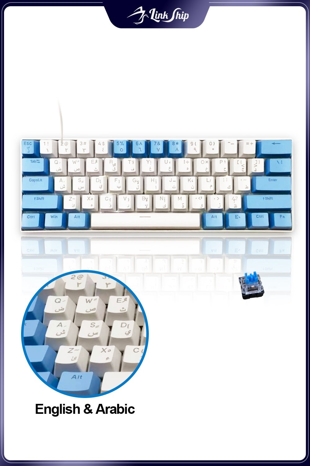 61 Keys Arabic-English Mechanical Gaming Keyboard,…