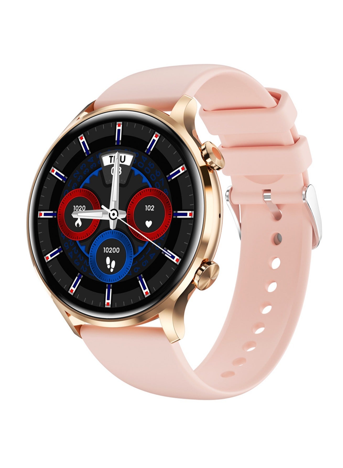 Compare QS40 Ultrathin Body Temperature Heart Rate Blood Oxygen SOS Weather Music Game Waterproof Dial Call Smart Watch Pink at KSA Price