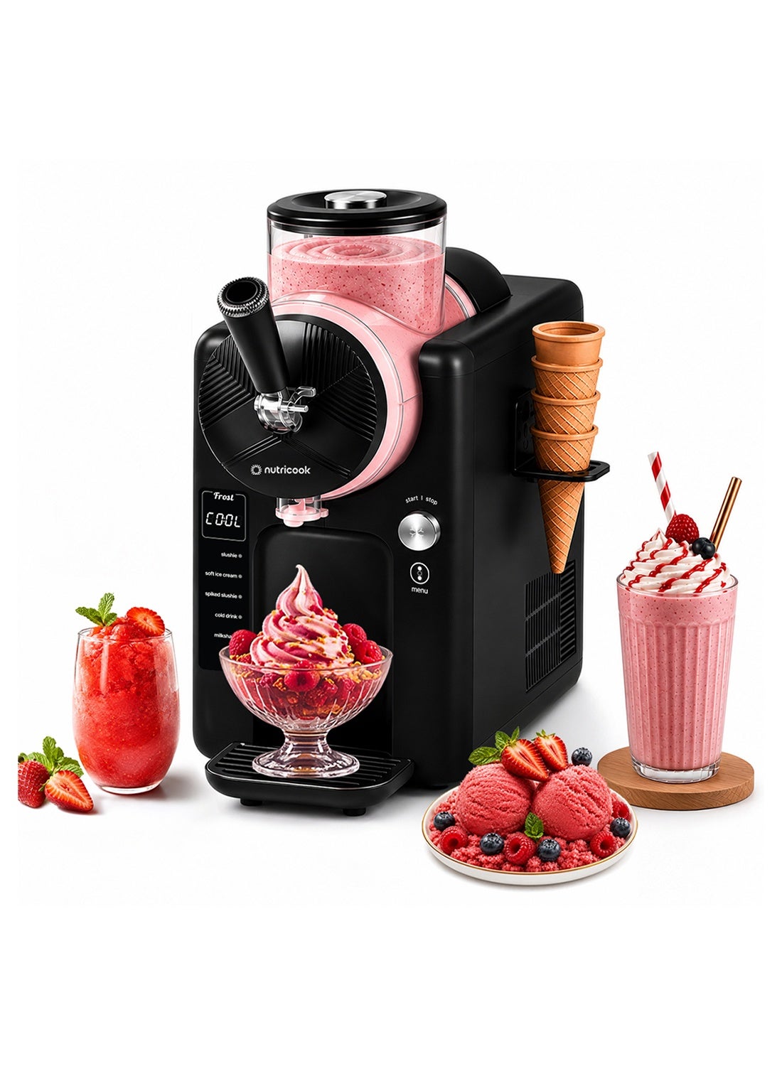nutricook Frost Ice Cream Maker – 2-in-1 Soft Serve…