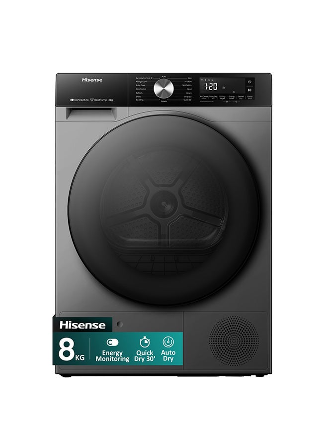 Compare 8 kg Heat Pump Tumble Dryer, 15 Programs, Auto Dry, Smart WiFi Feature with ConnectLife, Quick Wash, Pause & Add Function  8 kg DH3S802BT2 TitaniumGrey at KSA Price