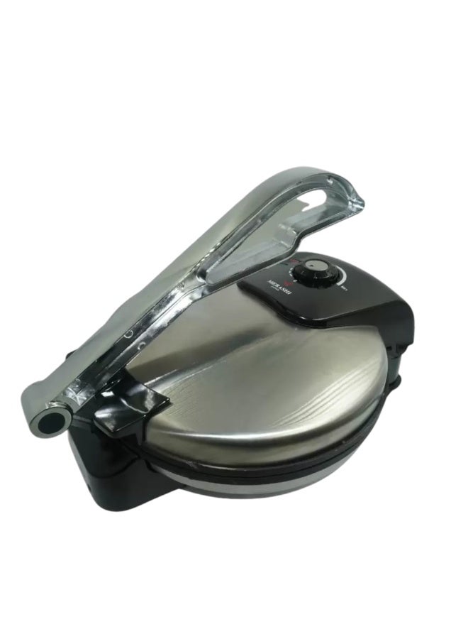 Compare Mebashi Japan Roti Maker  Chapati Maker, Stainless Steel, Black & Silver, 1600W High Power, NonStick Plates – Model MERM102S at KSA Price