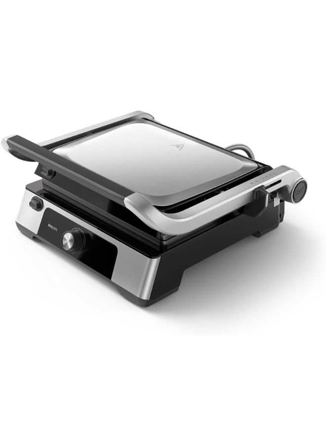Compare Contact Grill 5000 Series  2200W, Open 180° Flat Grilling, Adjustable Height, Removable Plates, High Power, Handle Lock 2200 W HD630190 SilverBlack at KSA Price