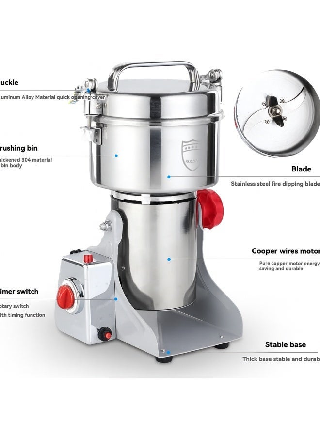 Compare Heavy 2000W HighSpeed Powder Grinder Silver Crest 400g – MultiPurpose Grinder | Stainless Steel | Dry Spices, Grains & Herbs Crusher 400g at KSA Price