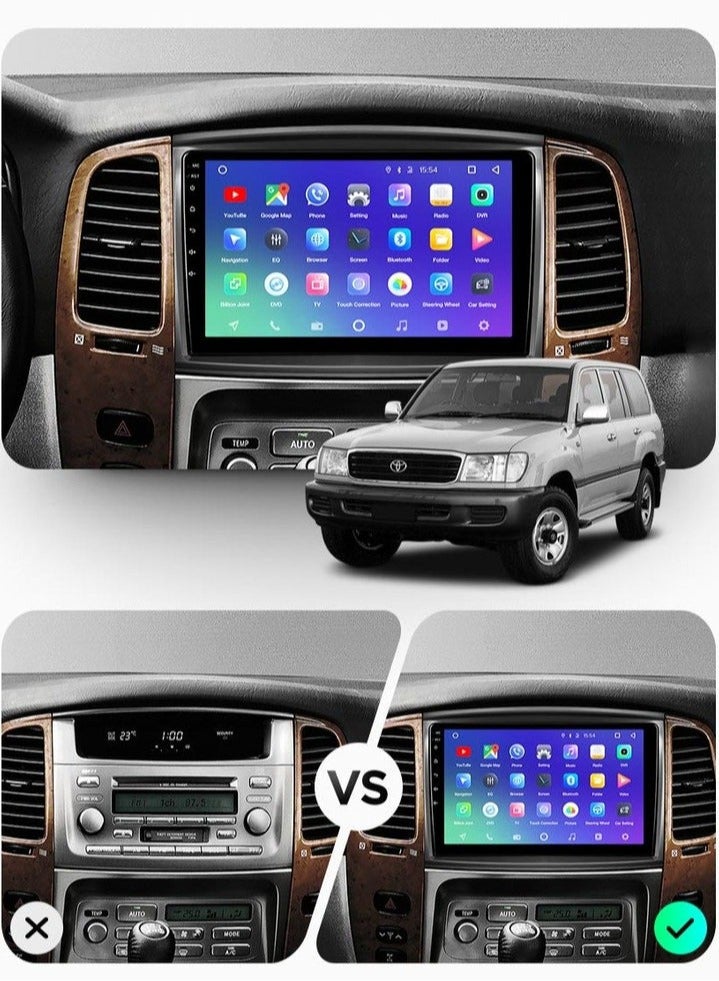 Compare For Toyota Land Cruiser VXR 2002 2007 Android Car Stereo 4GB RAM Support Apple Carplay Android Auto Wireless Fast Interface AHD Camera Included SIM Card Bluetooth USB Video at KSA Price