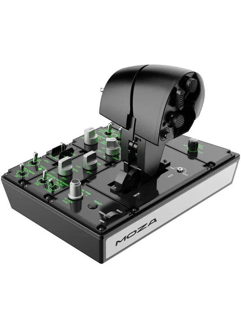 Compare MTP Throttle – Professional Flight Simulator Throttle Controller with 27 Programmable Switches, Adjustable Detents, Hall?Effect Joystick, 15?Bit Magnetic Encoder, Vibration Feedback, PC Compatible, Customizable via MOZA Cockpit Software | AS008 at KSA Price