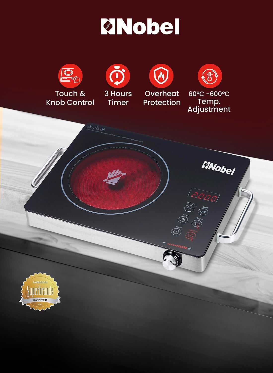 Infrared Cooker – Single Ring, Touch & Knob Control,…