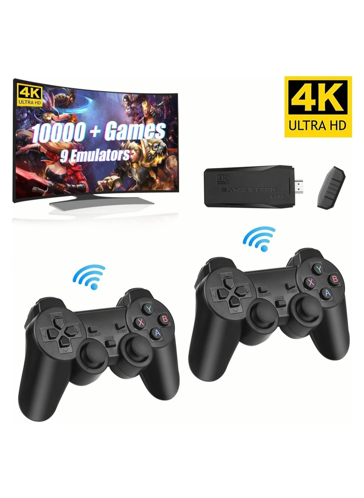 Compare Wireless Retro Game Console, Plug & Play Video TV Game Stick With 10000+ Games Builtin, 9 Emulators, 4K HDMI Output for TV with Dual 2.4G Wireless Controllers at KSA Price