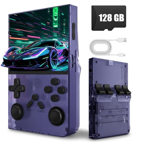 Compare R40S Pro Handheld Game Console 18000 in 1 Games Mini Retro Video Console 35Inch IPS Screen128GB TF Memory MemoryBuilt in 45 Emulators3800mAh Battery Purple 128G Purple at KSA Price
