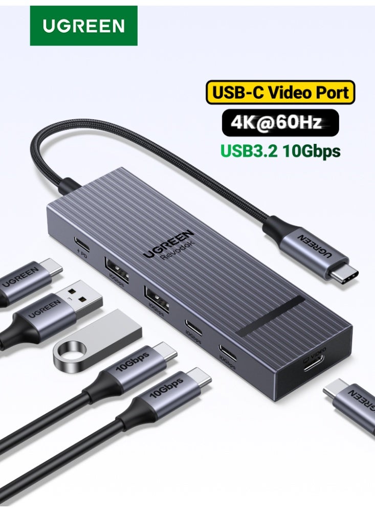 Compare 6 In 1 USB C Hub Docking Station, USB C 4K@60Hz Video Output,  4* 10Gbps USB Ports2*USB C+ 2* USB A, 100W PD Fast Charging,  Alu Shell Compatible with MacBook Pro Air, Dell XPS 13， ThinkPad X1 Nano grey at KSA Price