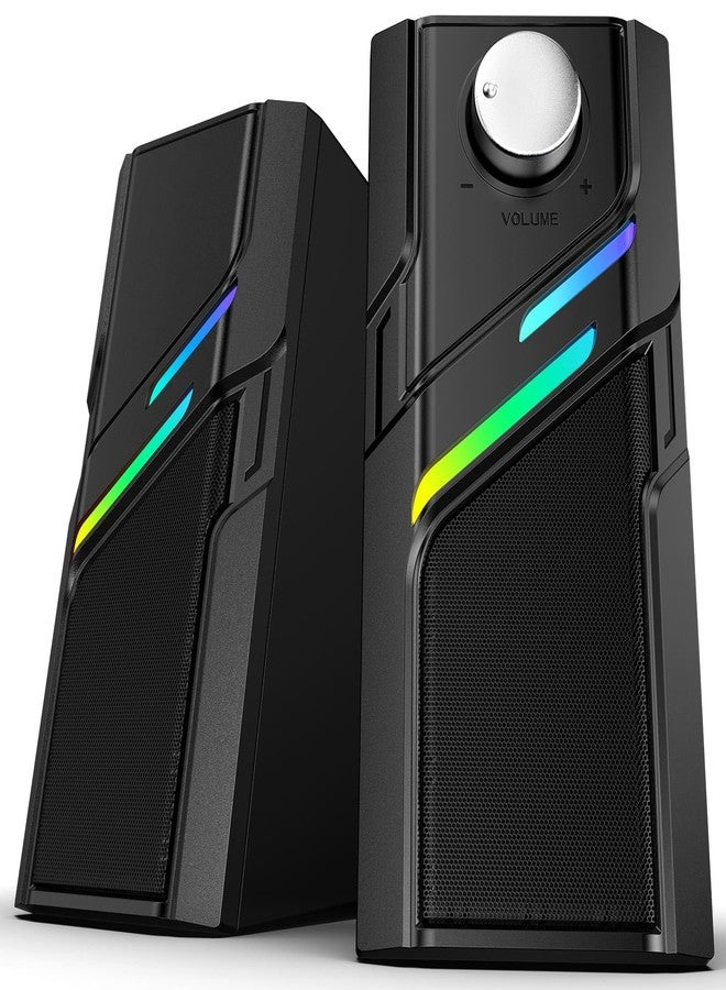 Compare LENRUE Computer Speakers for Desktop PC with Easy Knob, Clear Powerful Sound, Touch Lights, Plug and Play for Computer Desktop PC, Monitors, Laptop at KSA Price