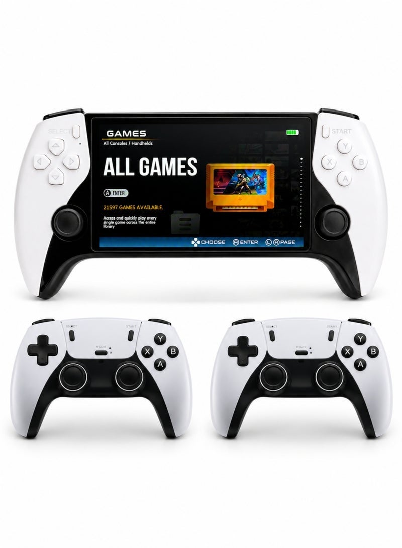 Compare SF3500 Plus Handheld Game Console, 5Inch IPS Screen, 64GB Storage, 2 Wireless Controllers, HDMI TV Output, Portable Retro Gaming Console, MultiPlatform Emulator Support, Black & White, Rechargeable Video Game Player at KSA Price