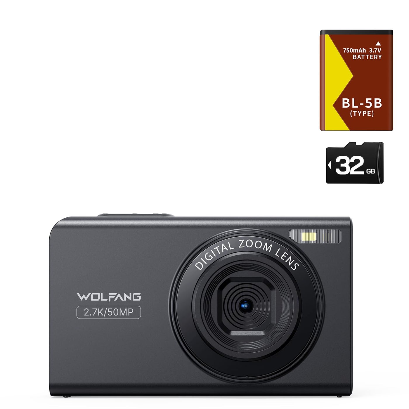 WOLFANG Digital Camera, 2.7K Kids Camera for Photography,…