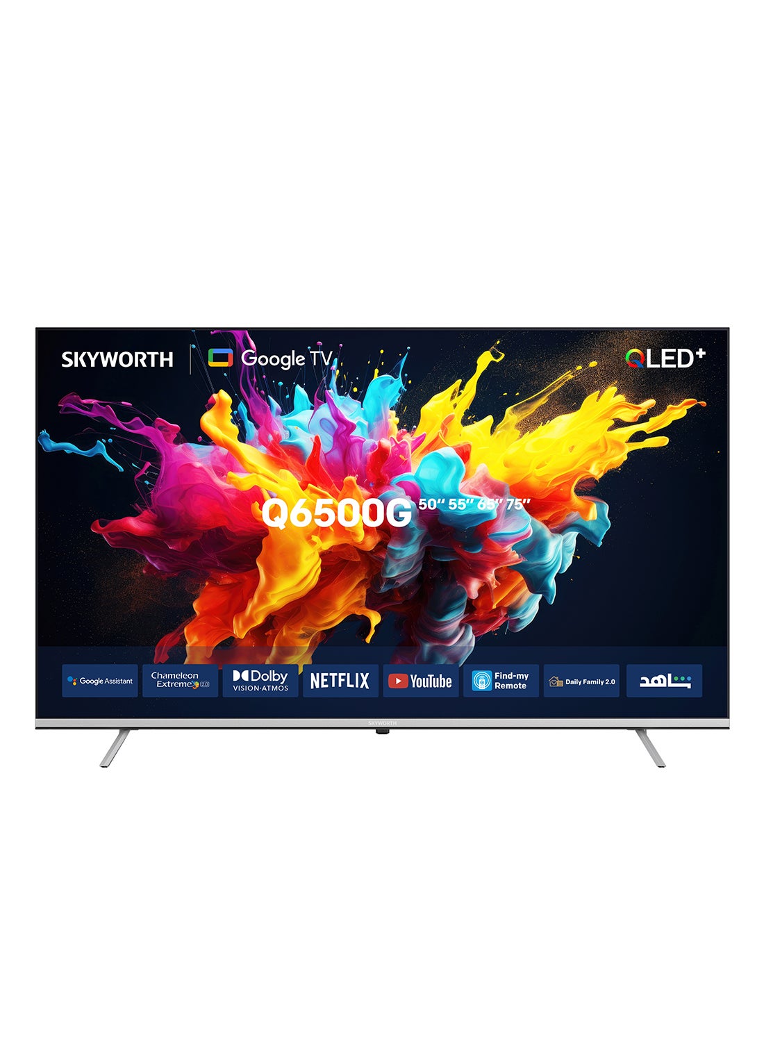 Compare 75 Inch 4K QLED+ Google TV – Dolby Vision & Atmos, HDR10+, Chameleon Extreme 2.0, Game Mode, Eye Care 2.0, HandsFree Voice Control, Alexa BuiltIn, Bluetooth, Netflix, YouTube, MediaTek Chipset, 2GB RAM + 8GB ROM, Slim Bezel – 1Year Warranty – Mode at KSA Price