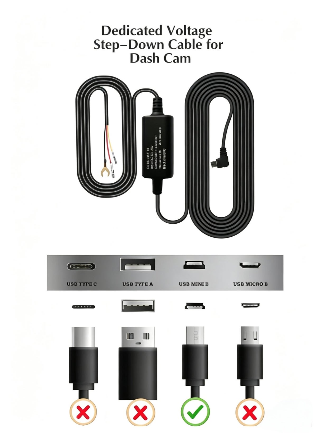 Hard Wire Kit for Dash Cam with Type C…