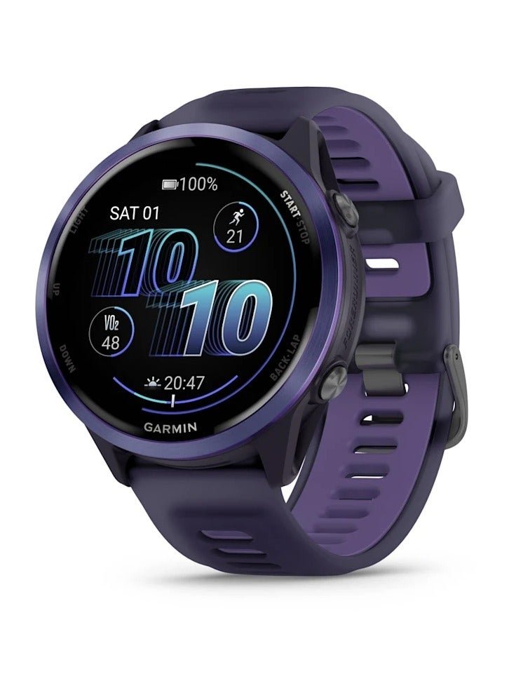 Compare Forerunner 570  47MM  Indigo Aluminium with Translucent Imperial PurpleIndigo Band  Up to 11 Days of Battery life  1.4 Amoled Display, Corning Gorilla Glass 3, Heart Rate Monitor, All day stress monitor, Adva at KSA Price