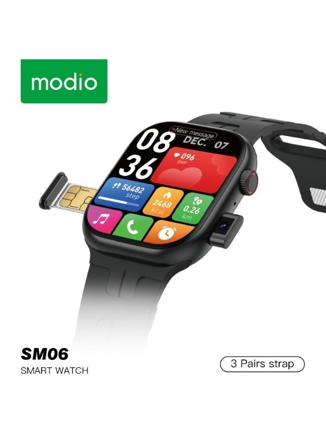 Compare SM06 Smartwatch – Black, SIM Card Support, Dual Camera, 3 Interchangeable Straps, Wireless Charging, Unisex Design for Ladies & Gents, Fitness Tracker, Heart Rate & Activity Monitoring, Notifications, Stylish & Durable at KSA Price