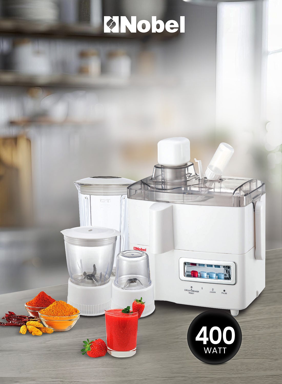 4-in-1 Food Processor Juicer Blender, Chopper &…