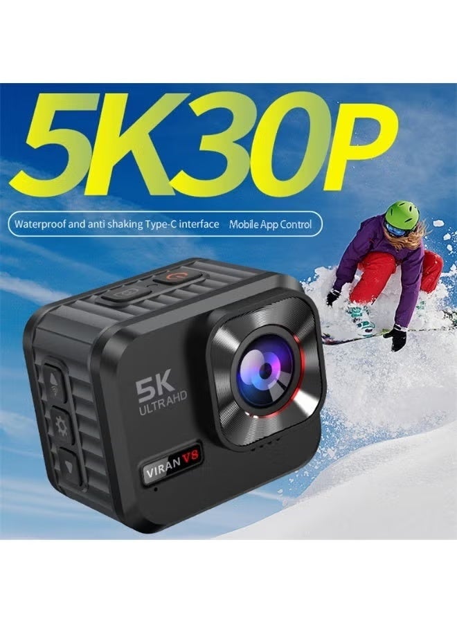 Compare 5K Ultra High Definition Action Camera 30FPS  160° Wide Angle Outdoor Waterproof & AntiShake Sports Cam, Durable Design for Swimming, Camping, Climbing, Skating and All Outdoor Activities, Perfect Vlogging Camera for Travelers and Sports Enthusiasts at KSA Price