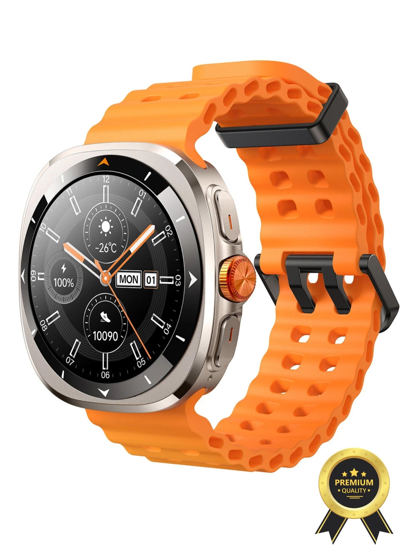 Compare Vanture Series Ultra Smart Watch – 47mm AMOLED Display, 100+ Sports Modes, Bluetooth Calling, 12Day Battery, IP68 Waterproof, Wireless Magnetic Charging, Health Monitoring, Zinc Alloy Frame  Premium build Vitality Orange at KSA Price